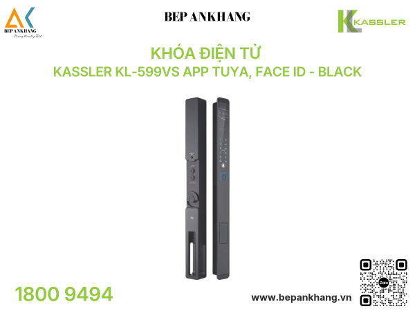 Khóa điện tử Kassler KL-599VS App Tuya, Face ID - Black
